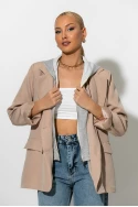Blazer με φούτερ κουκούλα μπεζ Blazer με φούτερ κουκούλα μπεζ