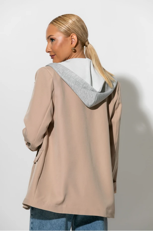 Blazer με φούτερ κουκούλα μπεζ Blazer με φούτερ κουκούλα μπεζ