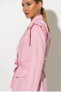Blazer με structured ώμους και ζώνη ροζ Blazer με structured ώμους και ζώνη ροζ