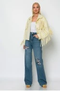 Σουέντ jacket με κρόσια κίτρινο