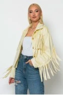 Σουέντ jacket με κρόσια κίτρινο