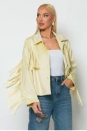 Σουέντ jacket με κρόσια κίτρινο