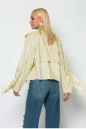 Σουέντ jacket με κρόσια κίτρινο