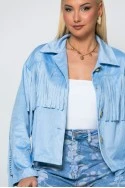 Σουέντ jacket με κρόσια σιέλ