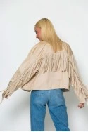 Σουέντ jacket με κρόσια μπεζ ανοιχτό