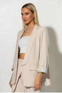 Blazer με ριγέ φόδρα μπεζ ανοιχτό