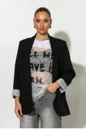 Blazer με ριγέ φόδρα μαύρο Blazer με ριγέ φόδρα μαύρο