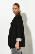 Blazer με ριγέ φόδρα μαύρο Blazer με ριγέ φόδρα μαύρο