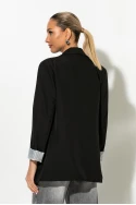Blazer με ριγέ φόδρα μαύρο Blazer με ριγέ φόδρα μαύρο