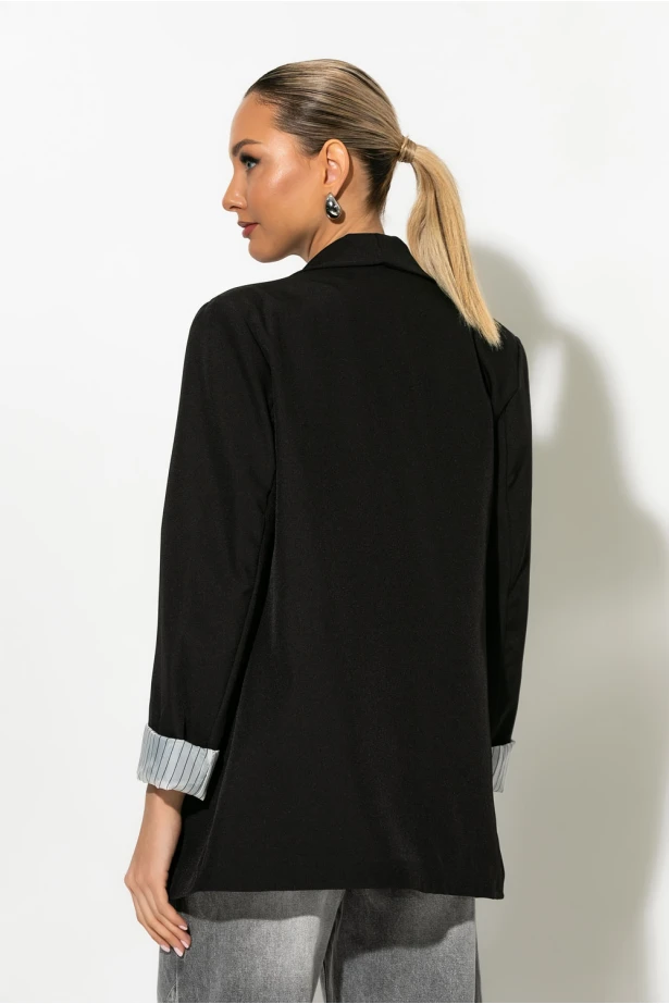 Blazer με ριγέ φόδρα μαύρο Blazer με ριγέ φόδρα μαύρο