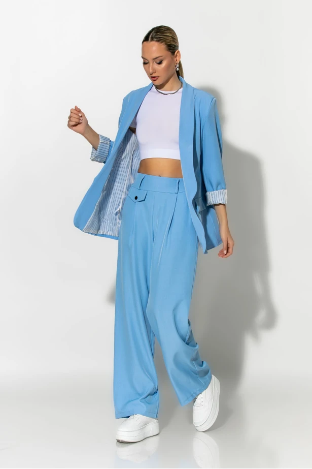 Blazer με ριγέ φόδρα σιελ