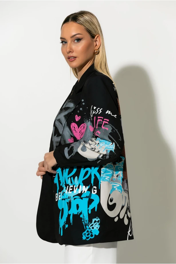 Blazer με print bear μπλε Blazer με print bear μπλε