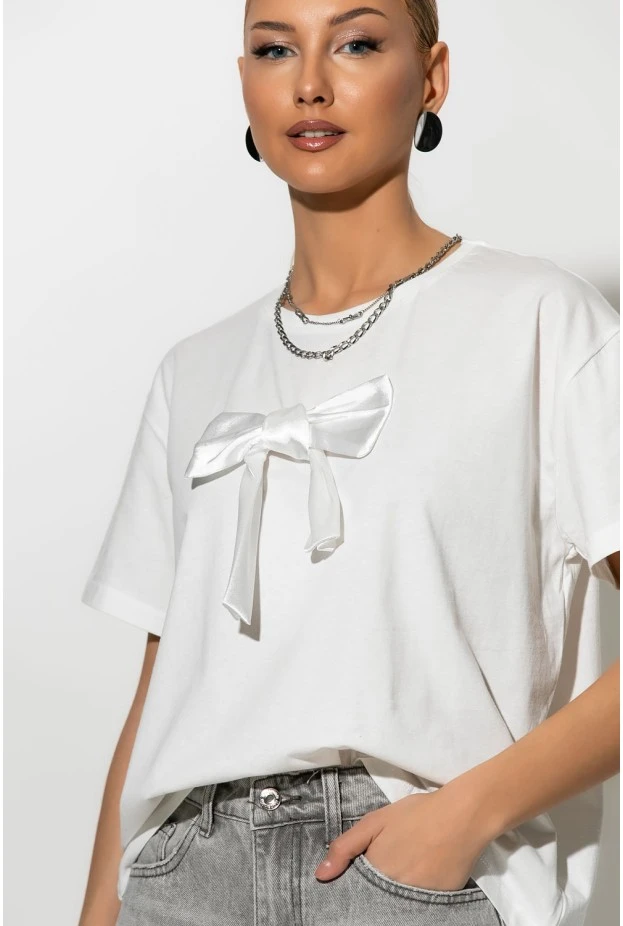 T-Shirt με φιόγκο λευκό