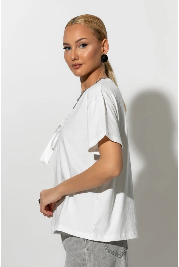 T-Shirt με φιόγκο λευκό