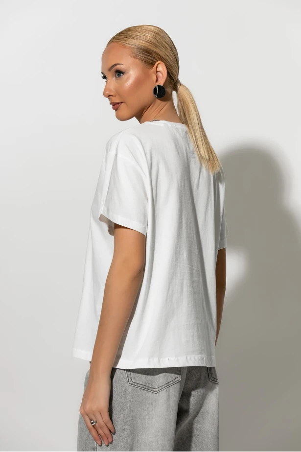 T-Shirt με φιόγκο λευκό T-Shirt με φιόγκο λευκό