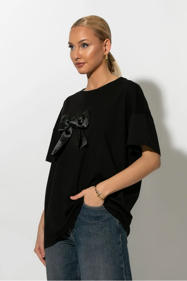 T-Shirt με φιόγκο μαύρο 