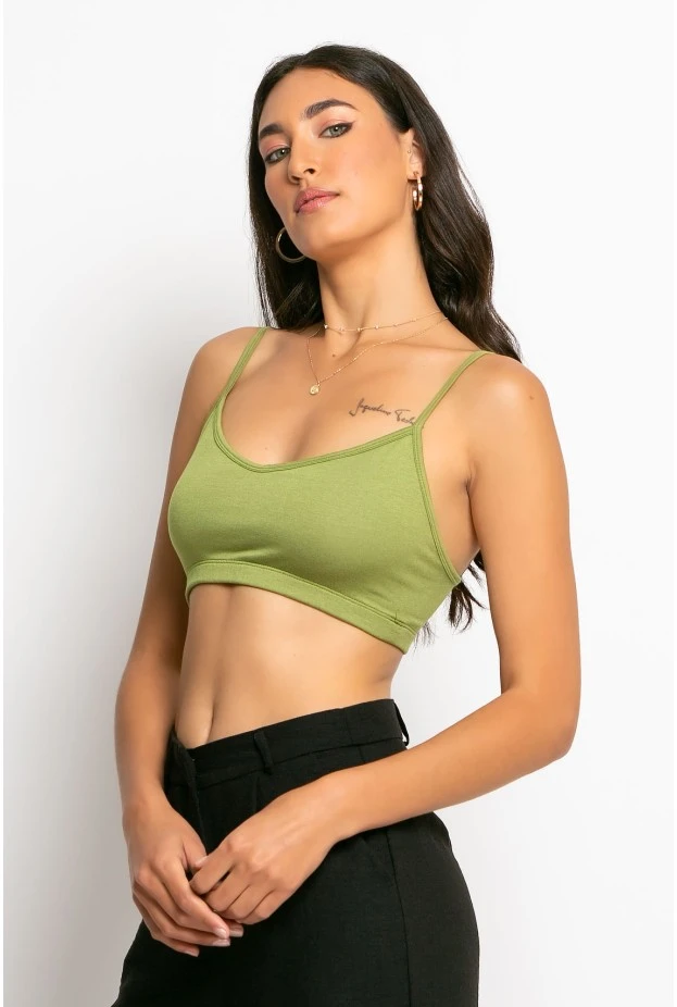 Top viscoze τιραντέ olive