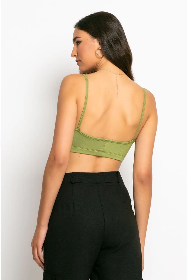 Top viscoze τιραντέ olive