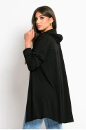 Ζακέτα με κουκούλα και πιέτα πίσω μαύρο