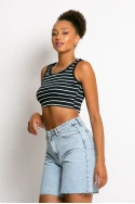 Crop top τιραντέ ριπ μαύρο