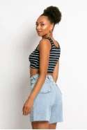 Crop top τιραντέ ριπ μαύρο