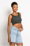 Crop top τιραντέ ριπ μπλε navy Crop top τιραντέ ριπ μπλε navy