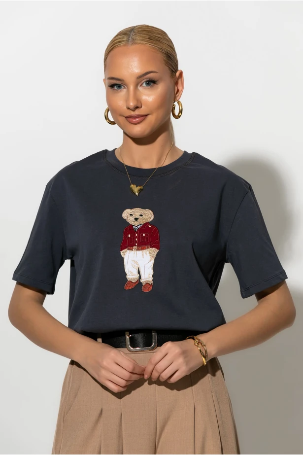 T-shirt με patch bear μπλε T-shirt με patch bear μπλε