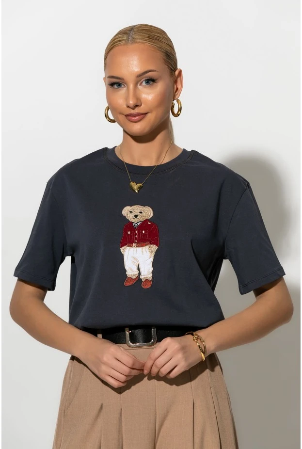 T-shirt με patch bear μπλε