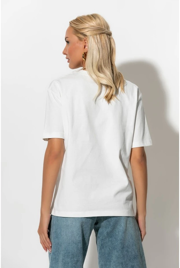 T-shirt με patch bear λευκό