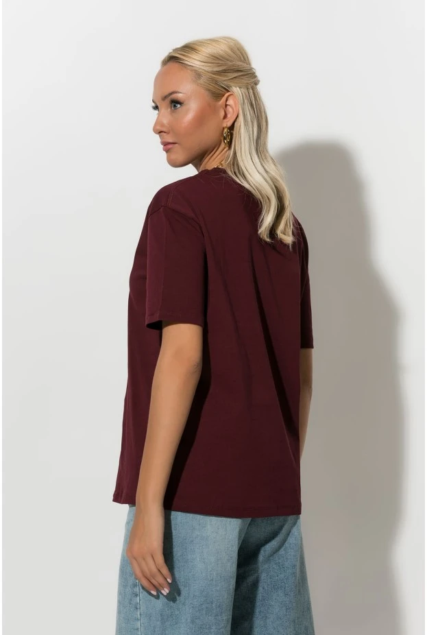 T-shirt με patch bear μπορντό