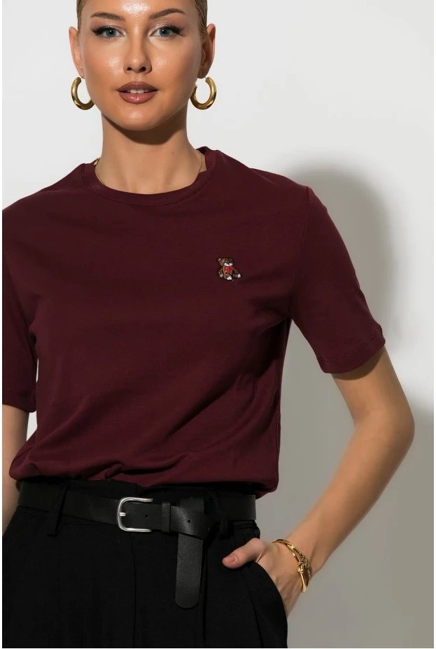 T-shirt με little patch bear μπορντό