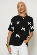 T-shirt με φιογκάκια μαύρο