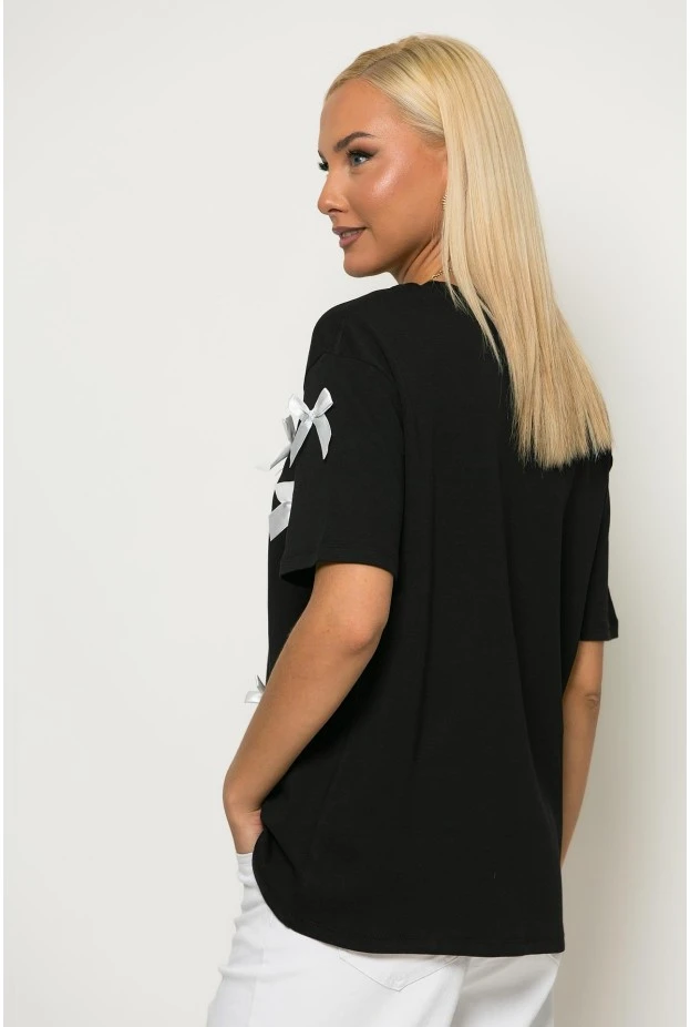 T-shirt με φιογκάκια μαύρο