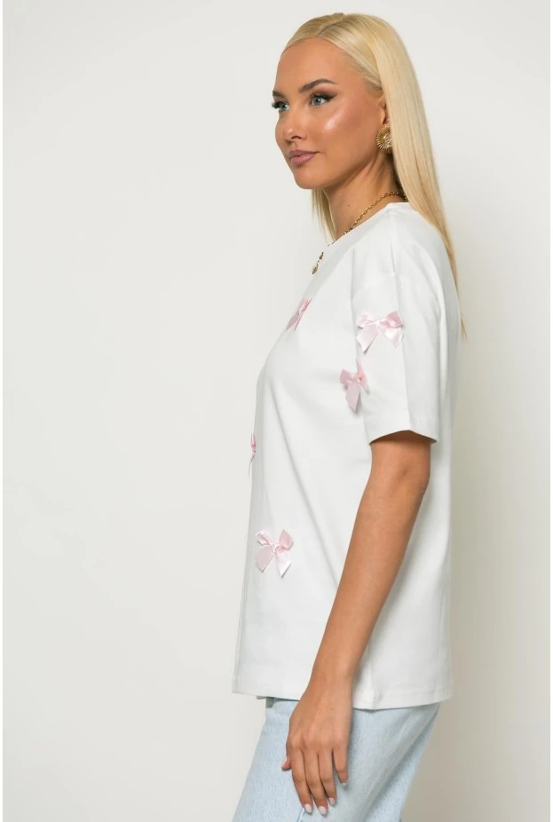 T-shirt με φιογκάκια λευκό