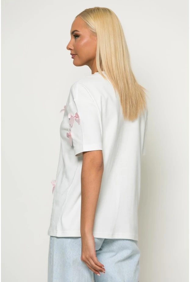 T-shirt με φιογκάκια λευκό