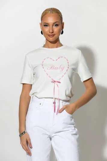 T-shirt με patch baby και κορδόνι μαύρο 
