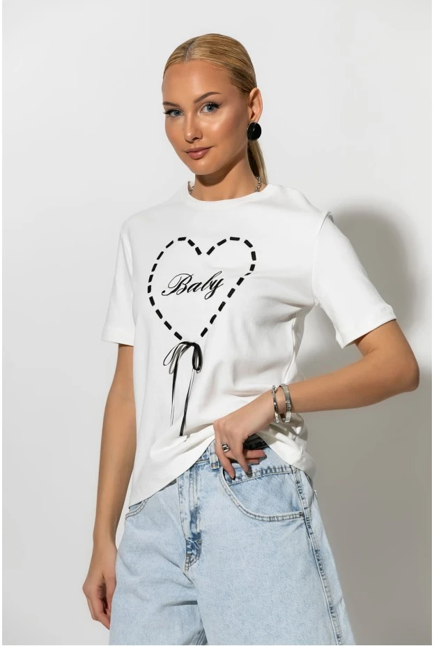 T-shirt με patch baby και κορδόνι μαύρο 