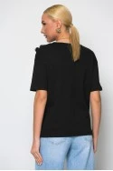 T-shirt κοντομάνικο με τούλινα λουλούδια μαύρο