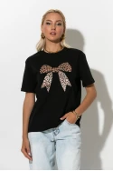 T-shirt με leopard φιόγκο μαύρο T-shirt με leopard φιόγκο μαύρο