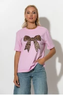 T-shirt με leopard φιόγκο ροζ T-shirt με leopard φιόγκο ροζ