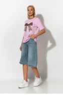 T-shirt με leopard φιόγκο ροζ T-shirt με leopard φιόγκο ροζ
