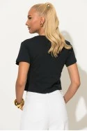 Cropped top με mini patch bear μπλε