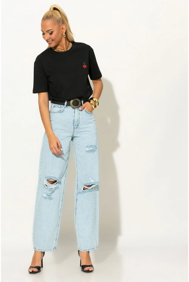 T-shirt με patch cherry μαύρο