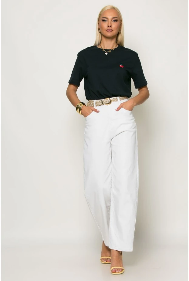 T-shirt με patch cherry μπλε
