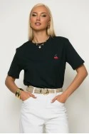 T-shirt με patch cherry μπλε