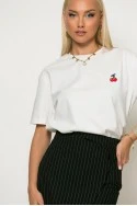 T-shirt με patch cherry λευκό