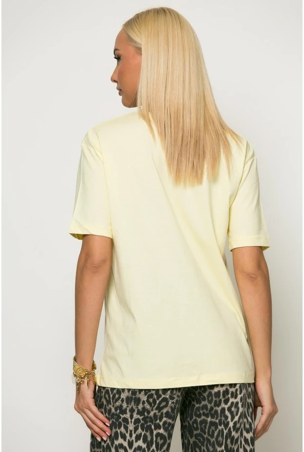 T-shirt με patch cherry κίτρινο