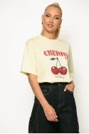 T-shirt με στάμπα cherry κίτρινο
