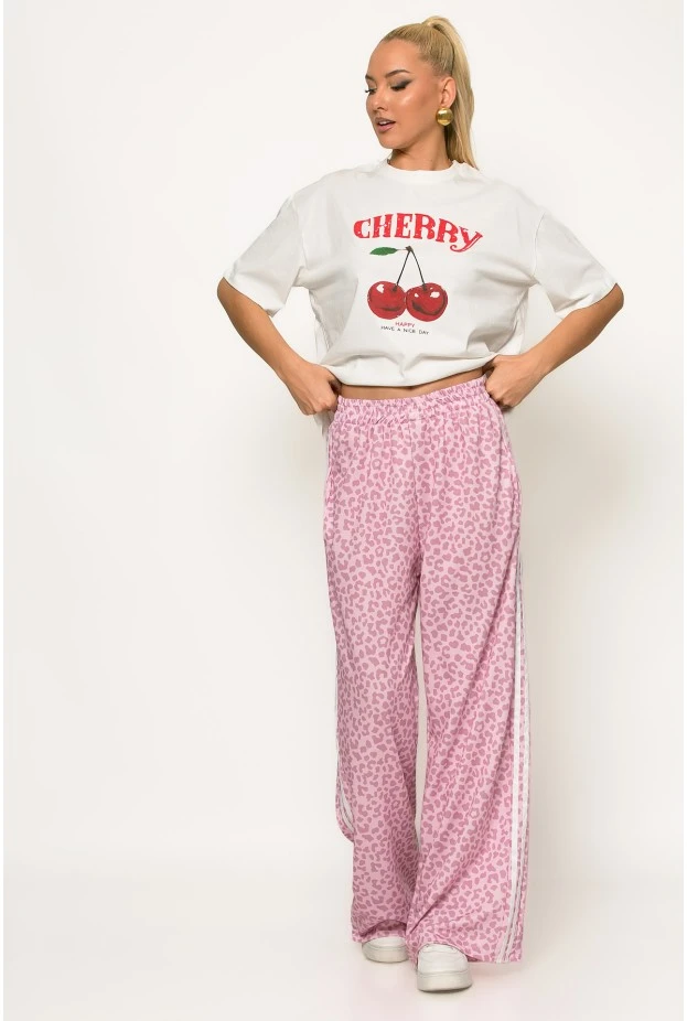 T-shirt με στάμπα cherry λευκό