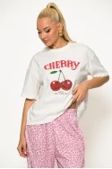 T-shirt με στάμπα cherry λευκό